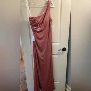 Azazie Argan one shoulder velvet dress